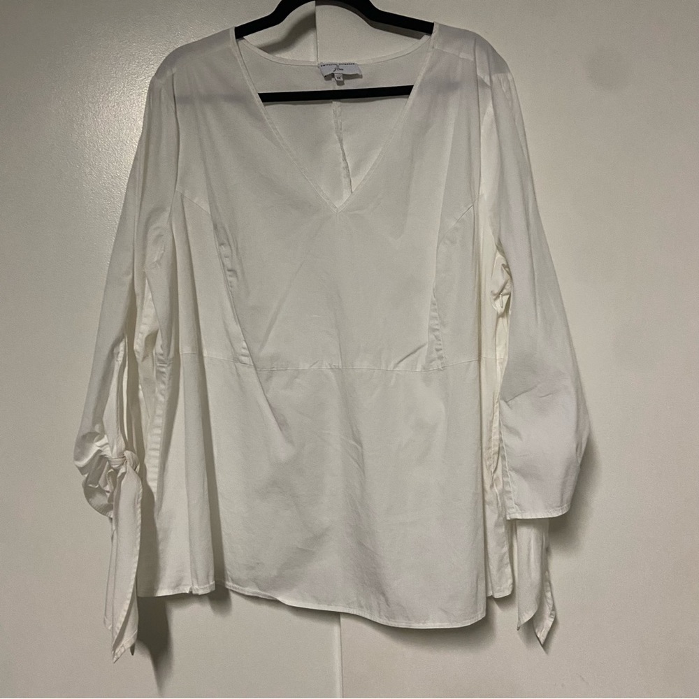 Universal Standard for J. Crew White Cotton 3/4 Sleeve Blouse Womens Size 2X